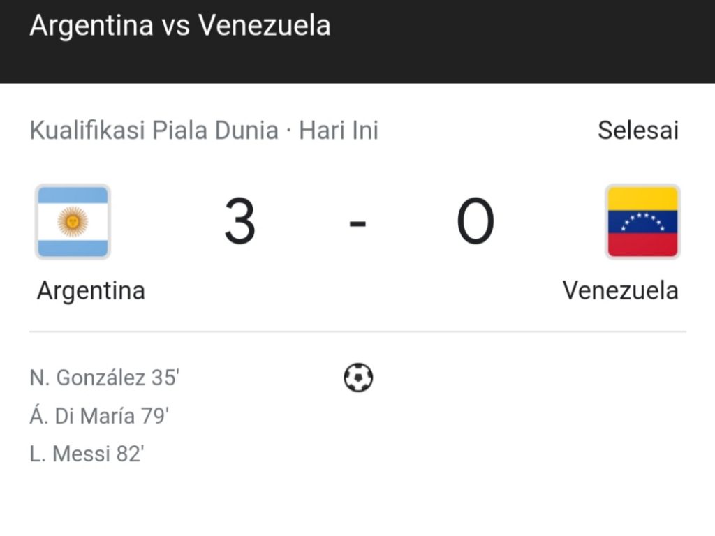 Kualifikasi Piala Dunia 2022, Argentina Menang 3-0 Atas Venezuela