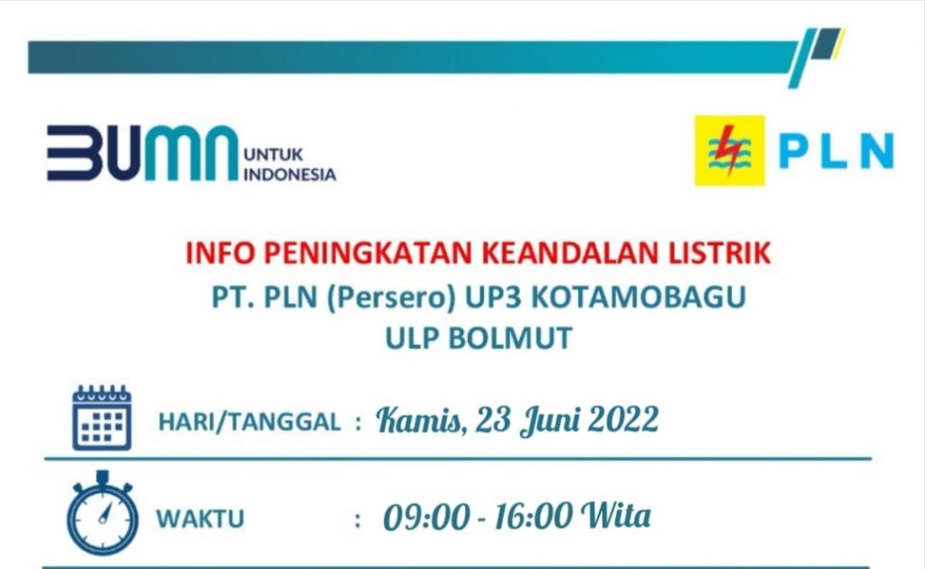 Berikut Jadwal Pemadaman Listrik di Bolmut Besok