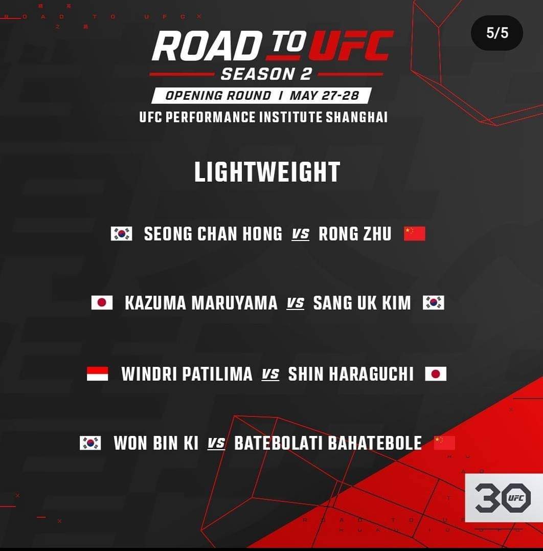 Jadwal Road To UFC Musim Kedua