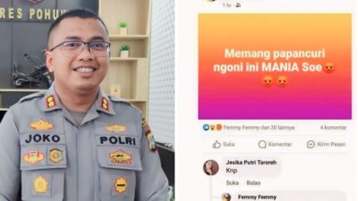 Kapolres Pohuwato (Kiri) dan Screenshot Postingan Dugaan Pencemaran Nama Baik (Kanan)