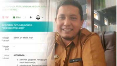 Kepala Bagian Hukum Setda Bolmut Ivan Gahtan SH MH, menerangkan Pemda Bolmut Menangkan Putusan atas Gugatan di PTUN Manado